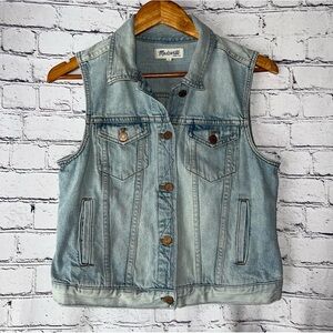 Madewell Denim Vest Button Up Light Wash Western Size Large
